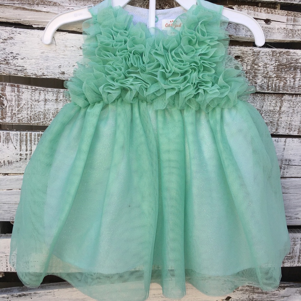 Cute 0-3mo Cat & Jack Teal Green Dress 👗